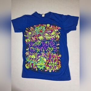 Drop Dead Gorgeous Graphic Tee Shirt - Blue Youth Size Large (YL) Monster Print